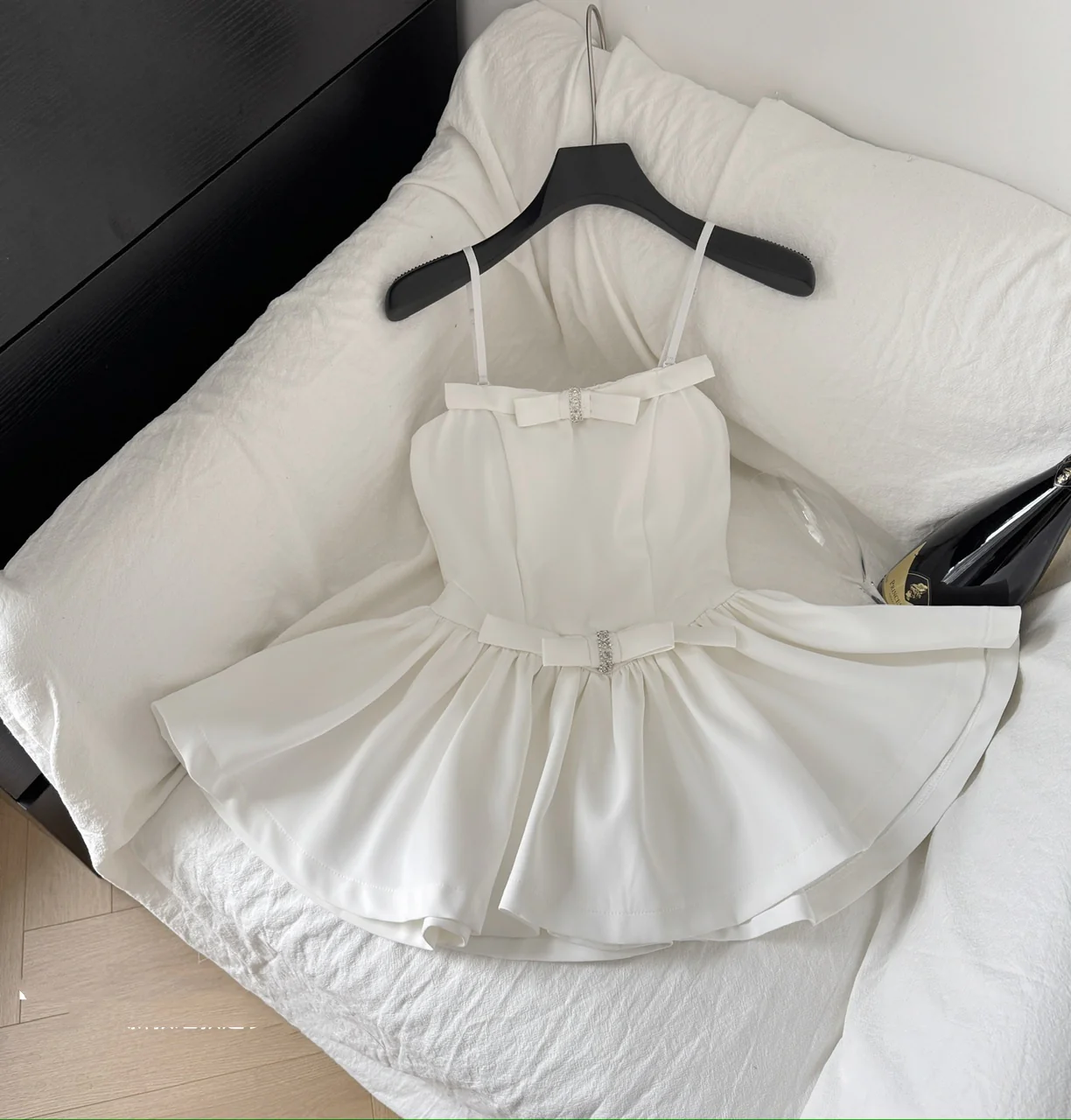 Cute A Line Spaghetti Straps White Short Summer Dress Holiday Party Outfits For Women DP0095 - Deanwangkt