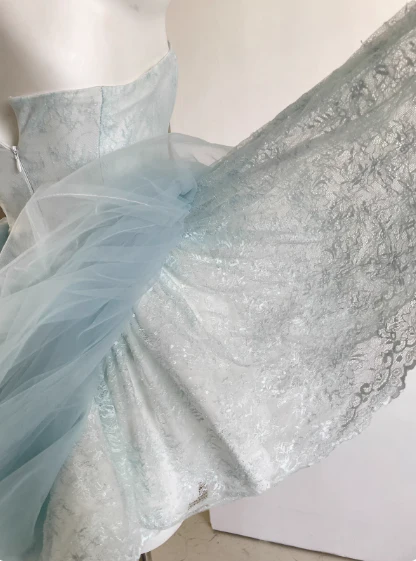 Pretty Ball Gown Short Sweetheart Blue Lace Homecoming Dress Summer Hoco Dresses Cocktail Dress For Senior Teens DP1793 - Deanwangkt