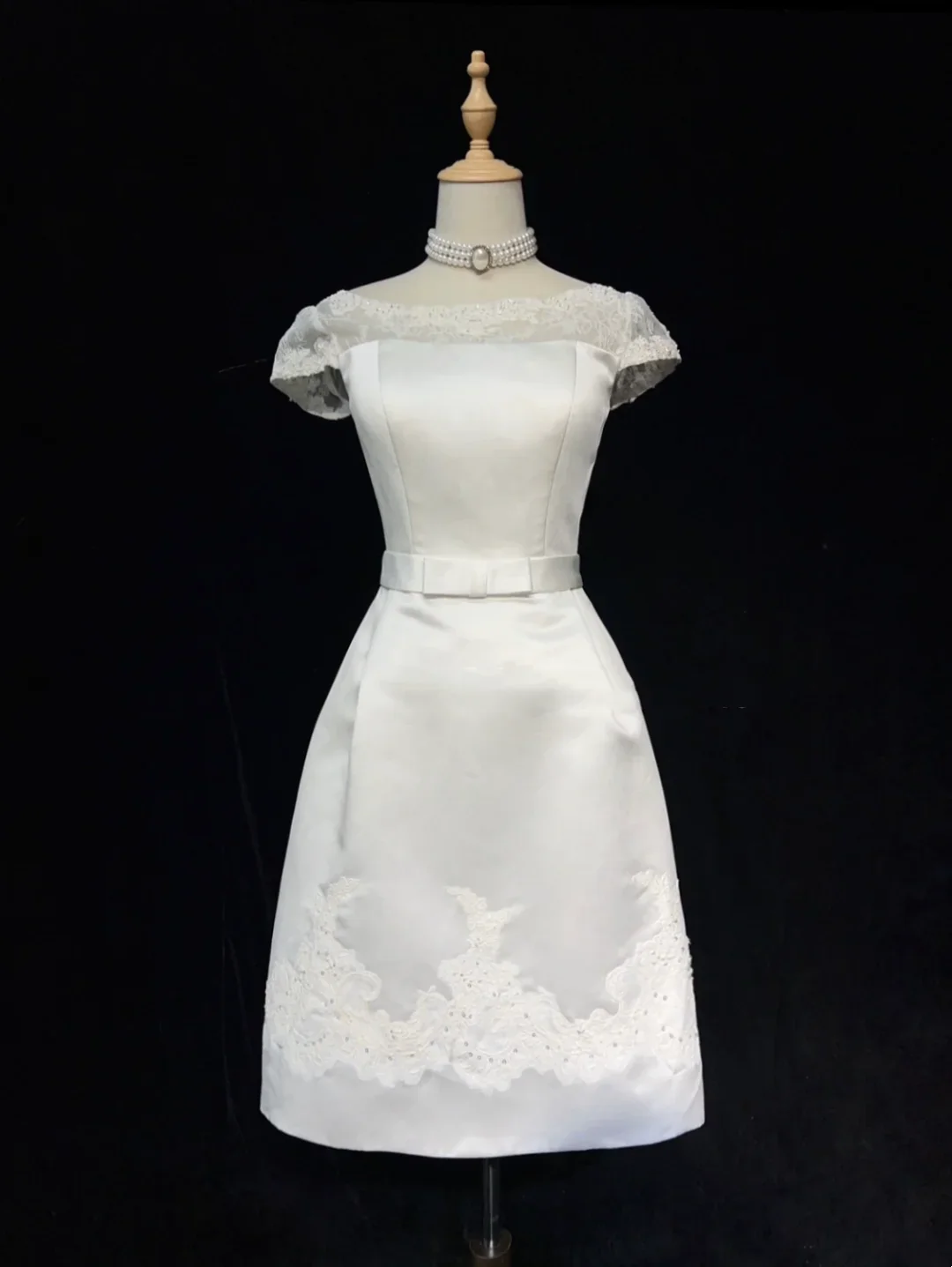 Modest Wedding Dress Sheath Scoop Neck Short Sleeves Summer Lace Wedding Dresses Bride Dress Bridal Gowns DH1440 - Deanwangkt