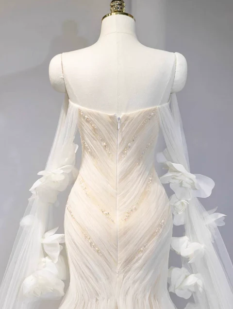 Elegant Mermaid Sweetheart Neck Long Evening Gowns Tulle Beading Special Formal Dresses Prom Dresses DP2778 - Deanwangkt