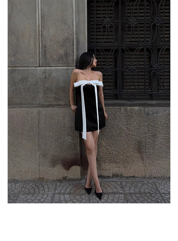 Cute A line Strapless Black Party Dresses Short Formal Homecoming Dresses Night Chic Elegant Short Dresses Cocktail Dress 16th Birthday Outfits Hoco Dresses DH2758 - Deanwangkt