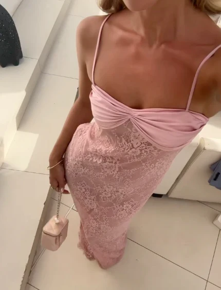 Elegant Wedding Guest Outfit Sheath Straps Pink Night Dresses Summer Wedding Guest Dresses Graduation Dresses DP750 - Deanwangkt