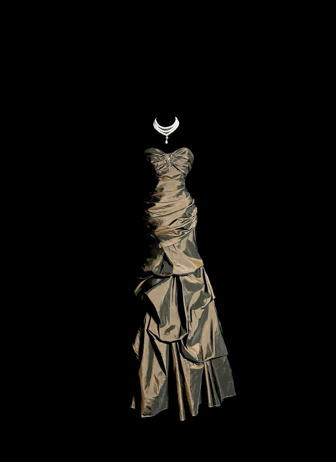 Vintage Mermaid Sweetheart Olive Green Taffeta Long Puffy Skirt Long Prom Dresses Party Dress 21st Birthday Outfits Graduation Dresses DH2648 - Deanwangkt