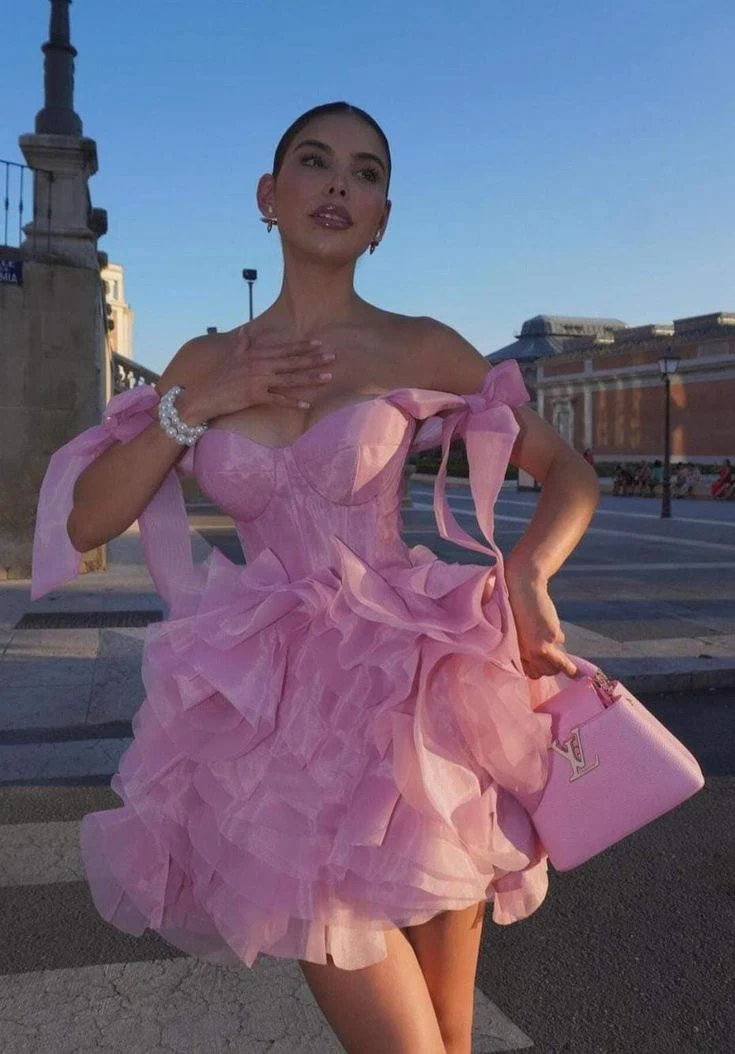 Cute Ball Gown Straps Short Pink Formal 8th Grade Homecoming Dress Summer Middle School Hoco Dresses Birthday Outfits W1116 - Deanwangkt