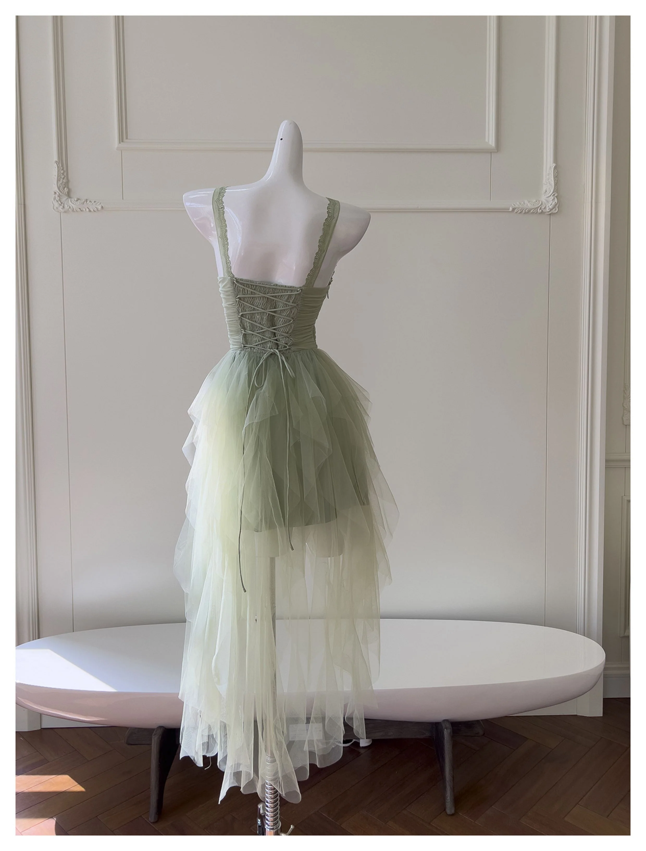Pretty A Line Sage Green Tulle Formal Homecoming Dresses Middle School Short 21st Birthday Outfits Graduation Dress Mini Cocktail Dresses DH2309 - Deanwangkt