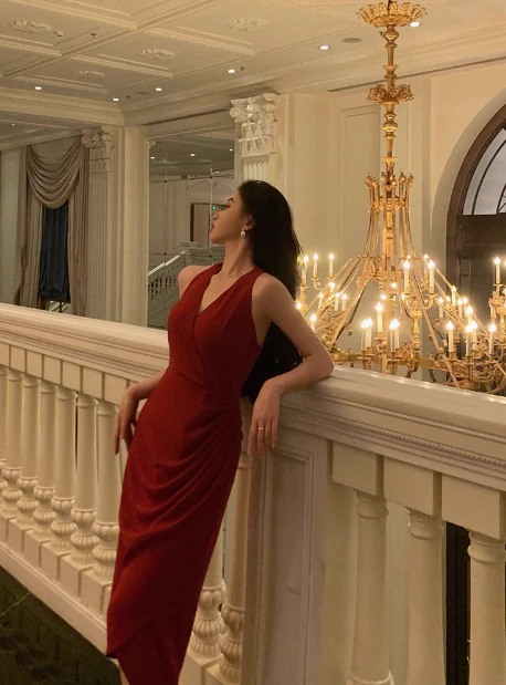 Elegant Glamour Mermaid Halter Red Prom Dress Party Dress Evening Dresses DP1640 - Deanwangkt