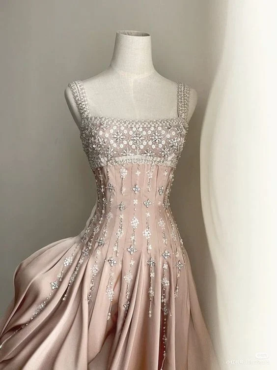 Sparkly A Line Square Neck Silver Beads Sequin Short Formal Homecoming Dresses Party Graduation Dress Hoco Dresses DH2735 - Deanwangkt