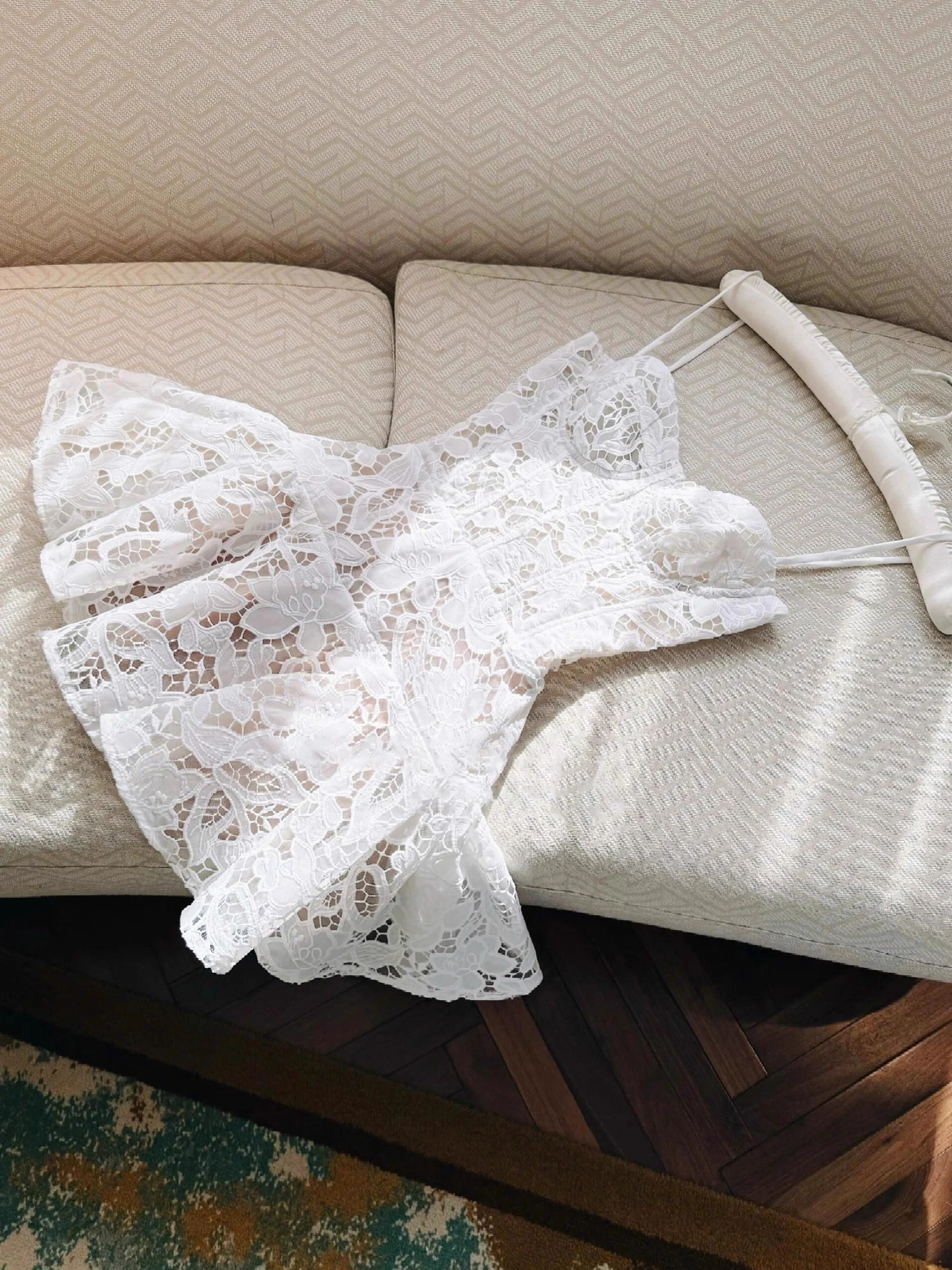 Simple A Line Spaghetti Straps Lace White Short Formal Homecoming Dresses Party Graduation Dress Hoco Dresses DH2782 - Deanwangkt