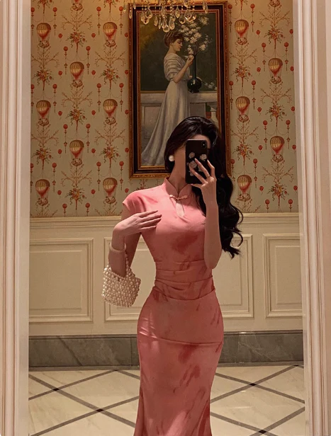 Sexy Mermaid High Neckline Pink 18th Birthday Dress Long Party Birthday Outfits For Women For Women DP0182 - Deanwangkt