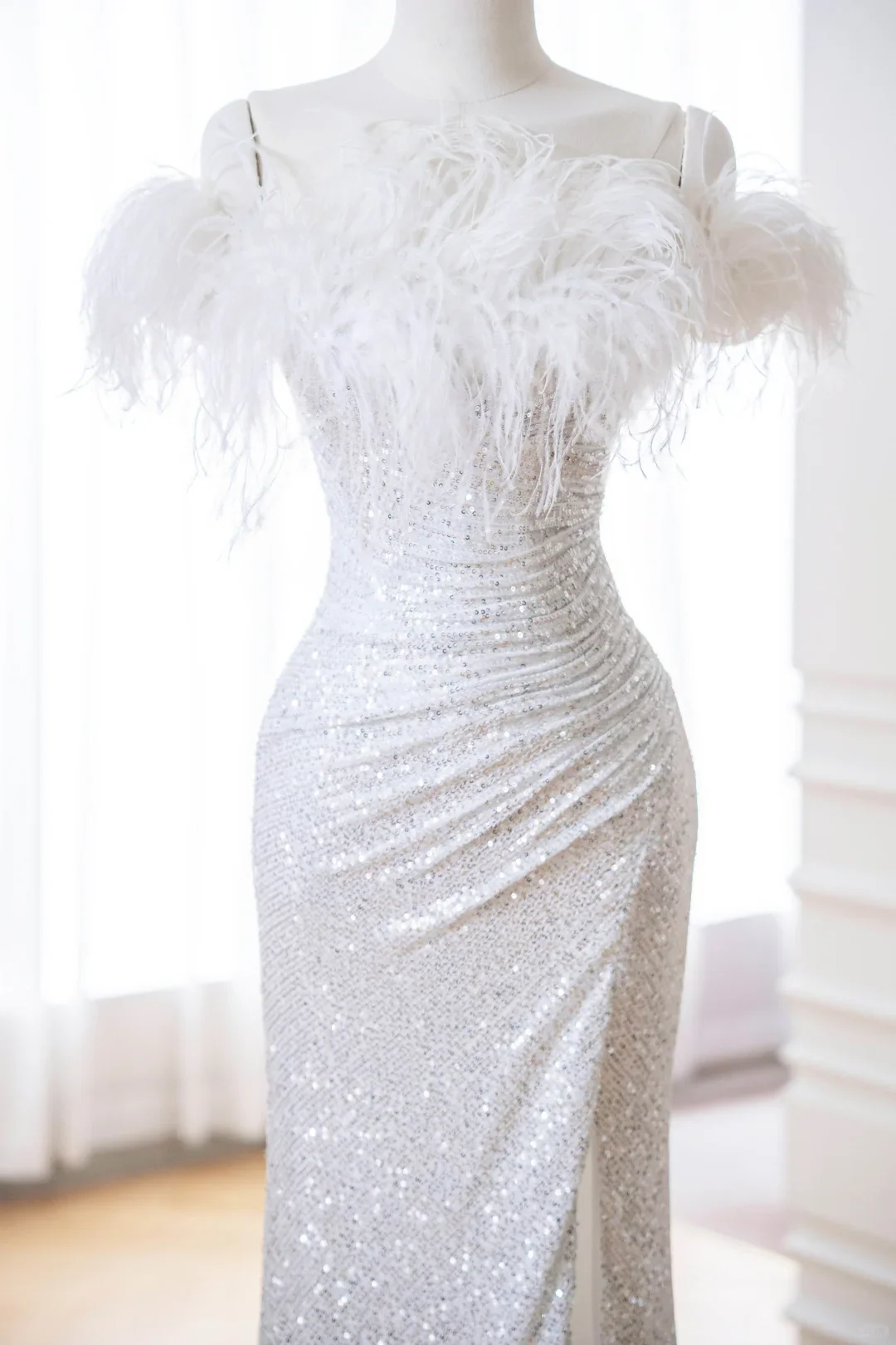 Classy Mermaid White Off The Shoulder Sequin Long Evening Gowns Party Dress Evening Dresses DP900 - Deanwangkt