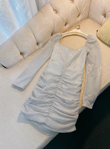 Sexy Sheath Long Sleeves Sequin Blue Short Homecoming Dresses Summer Hoco Dresses Cocktail Dress Birthday Outfits DP2305 - Deanwangkt