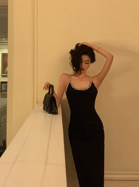 Classy Sheath Spaghetti Straps Knee Length Black Homecoming Dress Cocktail Dress Birthday Dresses DP1626 - Deanwangkt