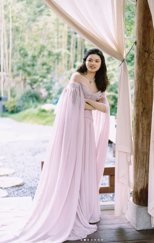 Elegant Off-the-Shoulder Sheath Chiffon Long Prom Dresses, Light Pink Formal Evening Dresses DP3120 - Deanwangkt