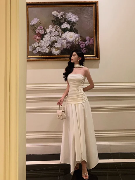 Classy A line Strapless White Sleeveless 18th Birthday Dress Party Gown Birthday Outfits Birthday Dress Ideas For Women DP552 - Deanwangkt