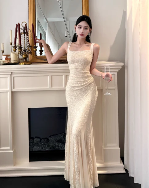 Elegant Straps Mermaid Chiffon Long Prom Dresses, Formal Evening Dresses DP3103 - Deanwangkt