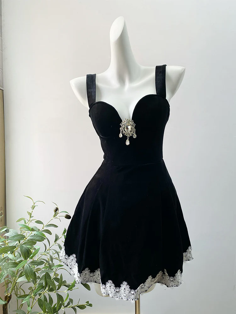 Cute A line Short Homecoming Dress Summer Black Little Black Dress Hoco Dresses Cocktail Dress For Senior Teens DP1776 - Deanwangkt