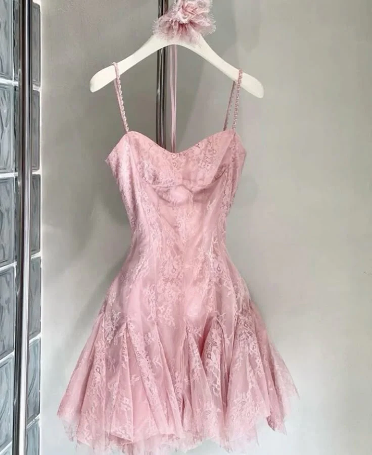 Cute A line Pink Short Summer Birthday Dress Hoco Dress Birthday Outfit 19th Birthday Mini Dresses DP957 - Deanwangkt