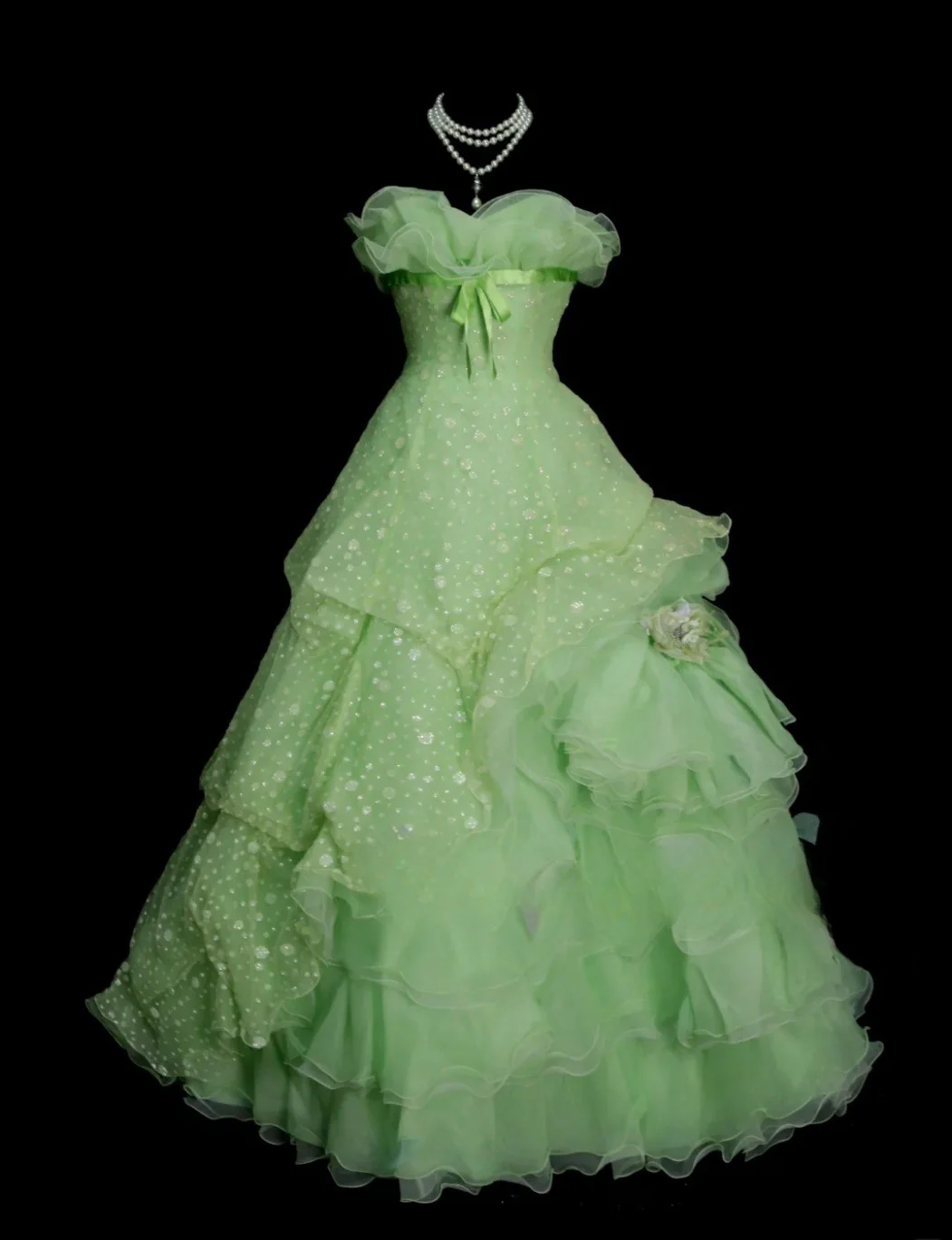 Cute Green Ball Gown Spaghetti Strap Quinceanera Dress Tulle Sweet 16 Dress DP2945 - Deanwangkt
