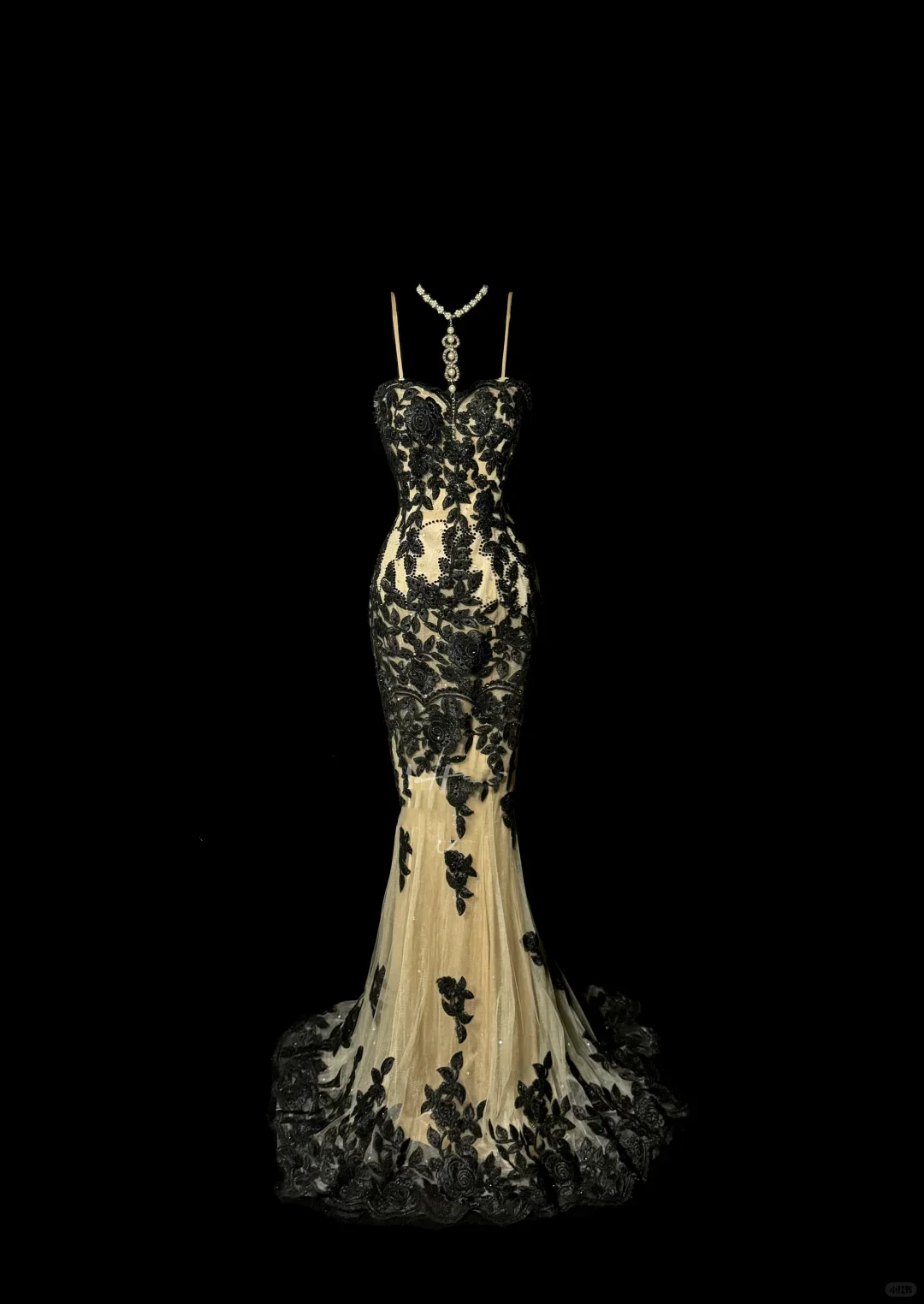 Vintage Classy Mermaid Spaghetti Straps Champagne Tulle Lace Long Evening Dress Prom Dresses H2972 - Deanwangkt