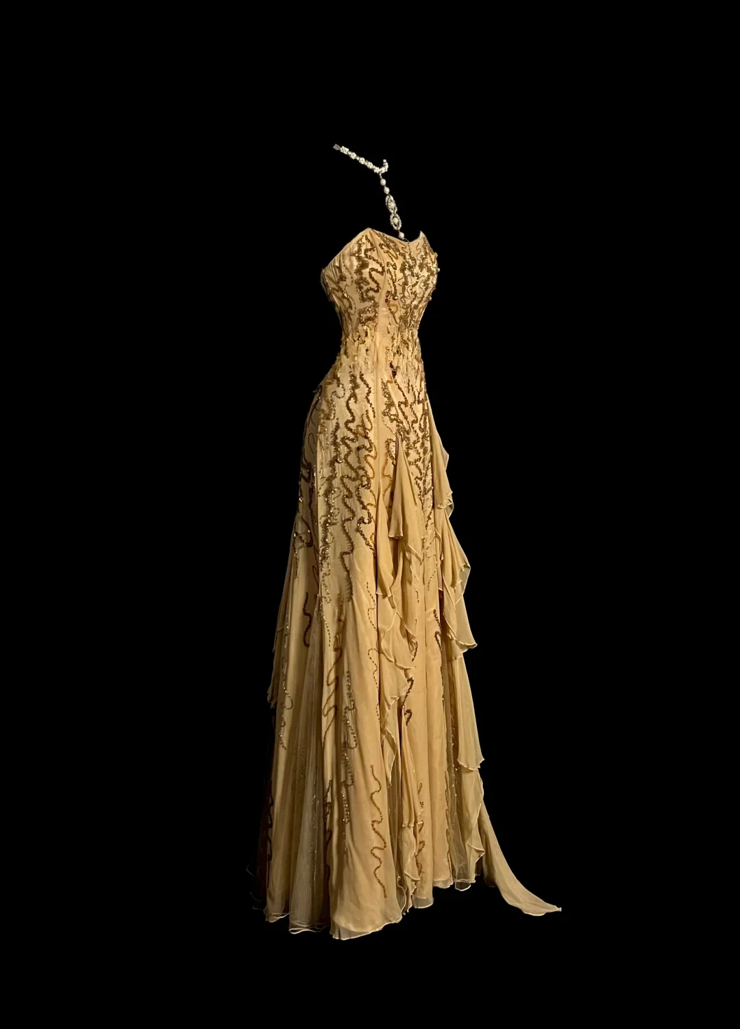 Elegant Glamour Mermaid Sweetheart Sequin Gold Chiffon Long Prom Dresses Party Dress Evening Dress DP925 - Deanwangkt