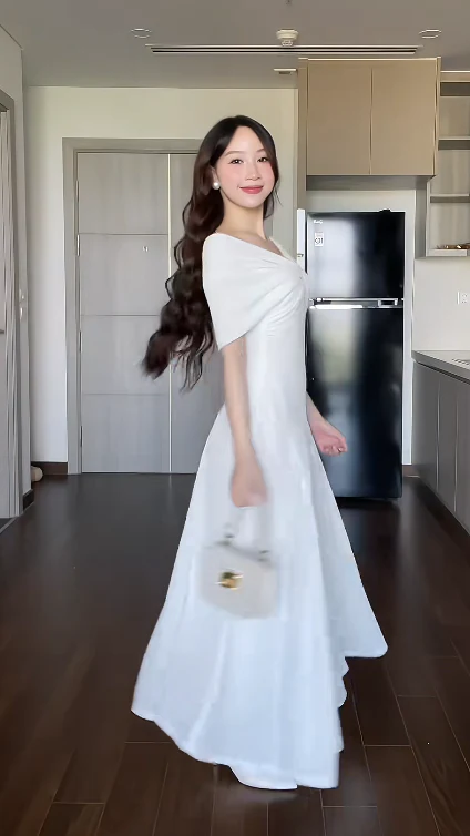 Elegant Off-Shoulder A-Line Long Prom Dress Chiffon White Wedding Guest Dress DP3806 - Deanwangkt