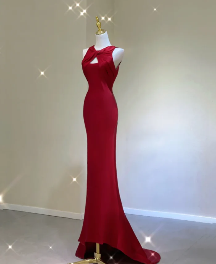 Pretty A Line Scoop Long Red Prom Dresses Graduation Dress High School Classy Evening Dresses DP413 - Deanwangkt