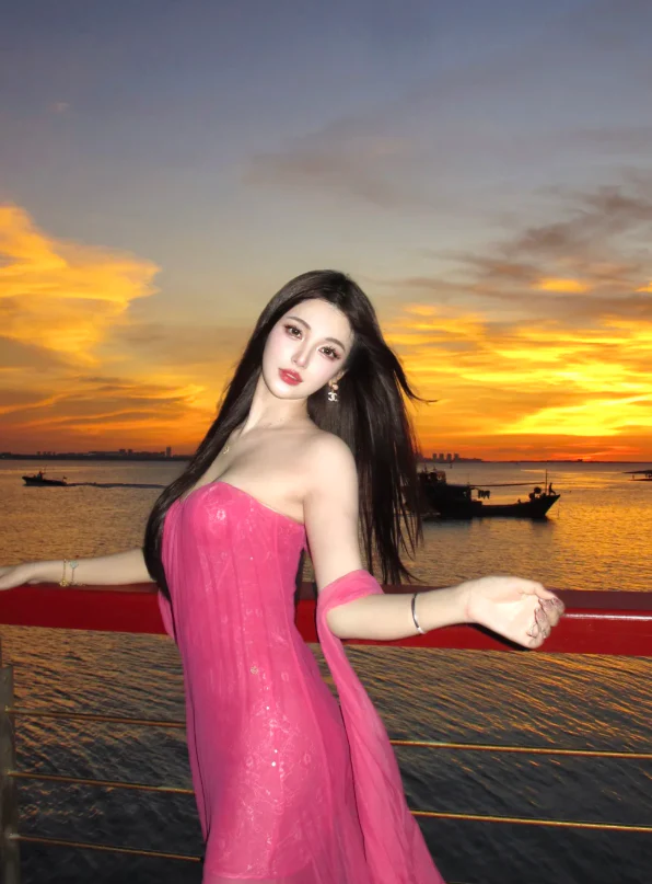 Sexy Sweetheart Neck Sheath Long Prom Dresses Chiffon Fuchsia Evening Dresses DP3373 - Deanwangkt