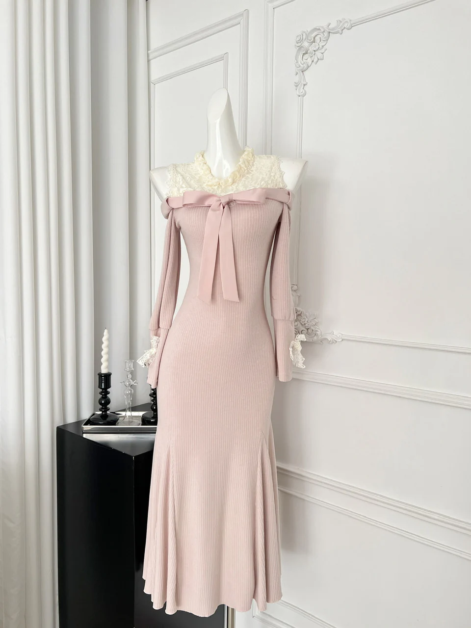 Sweet Mermaid Jewel Long Sleeves Long Women Summer Holiday Knitted Dresses DP0021 - Deanwangkt