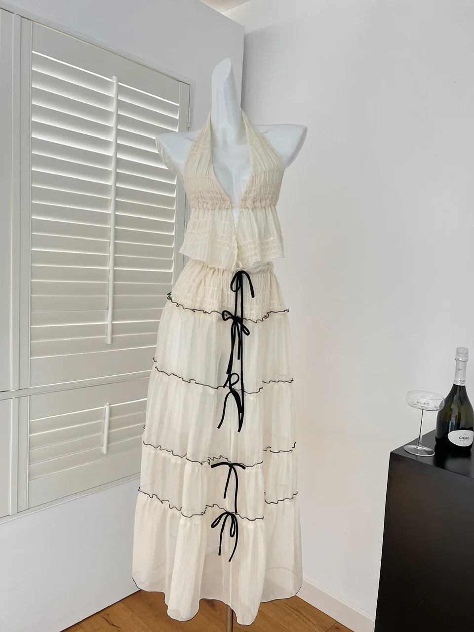 Sexy A line Halter Neckline 2 Pieces Summer Dress Holiday Dresses Party Outfits For Women DP0111 - Deanwangkt