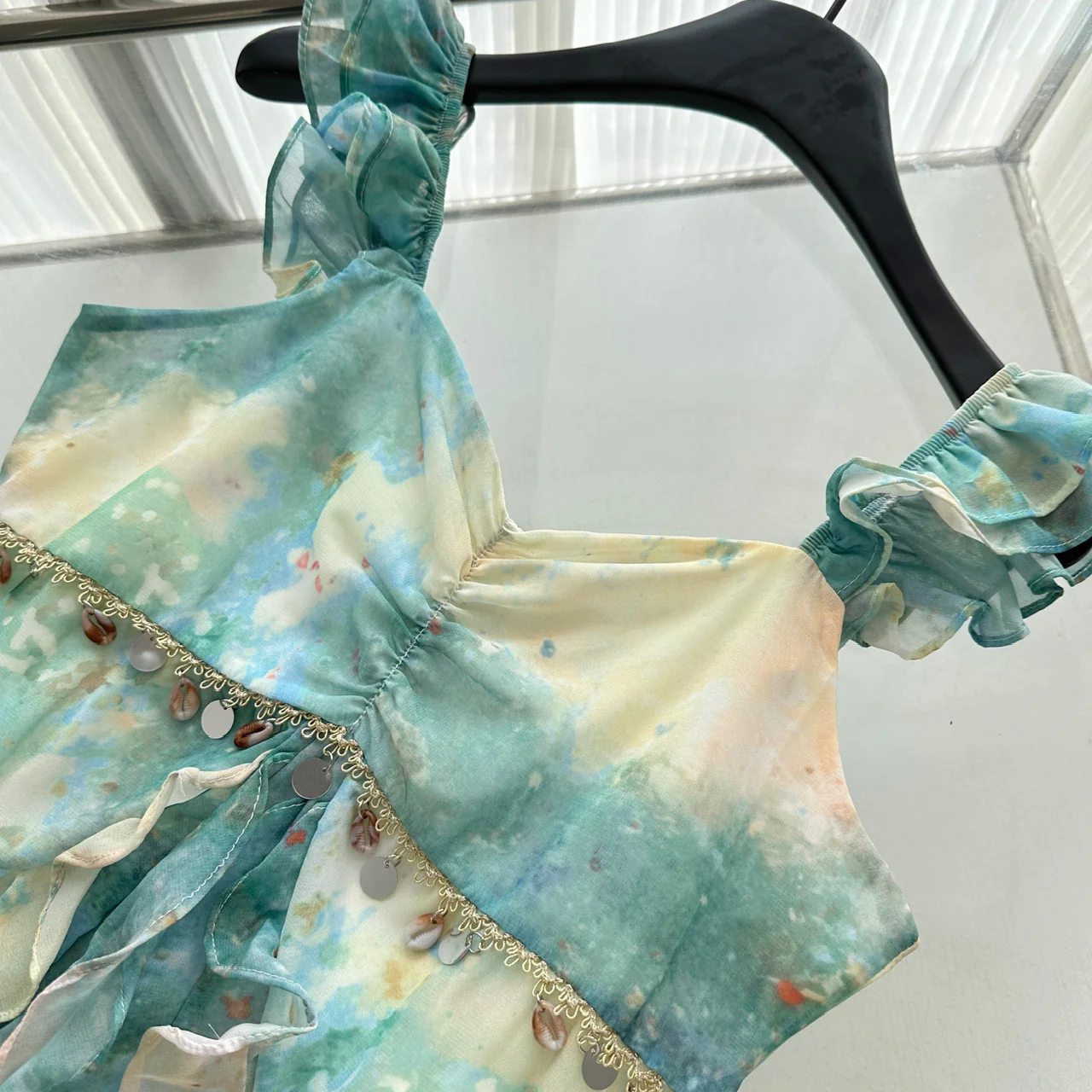 Sexy Mermaid Square Floral Green Summer Dress Holiday Party Outfits For Women DP0126 - Deanwangkt