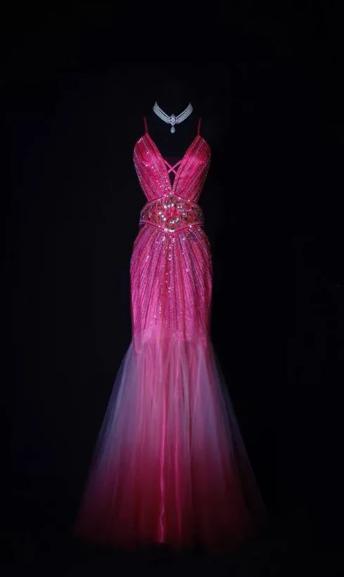 Gorgeous Spaghetti Strap Mermaid Long Prom Dresses, Tulle Fuchsia Formal Dresses DP3331 - Deanwangkt