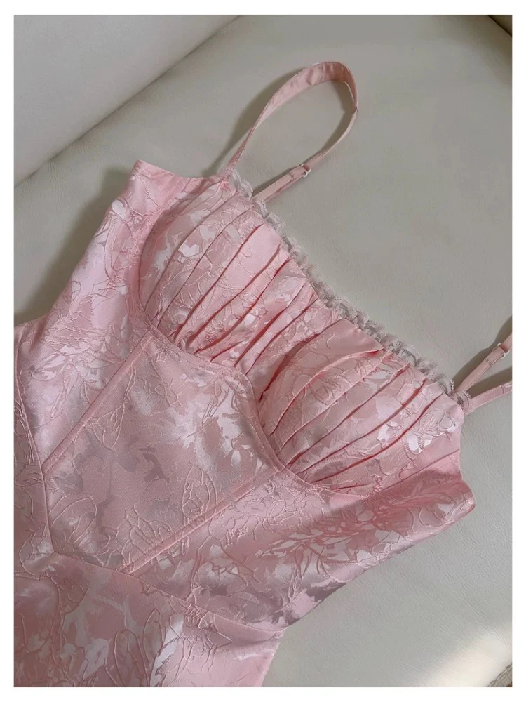 Elegant A Line Spaghetti Straps Pink Lace Sleeveless Long Evening Party Gowns Evening Formal Dresses Prom Dress DH105 - Deanwangkt