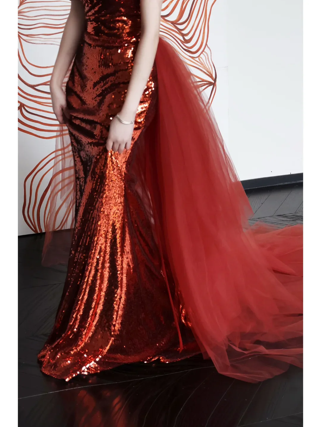 Gorgeous Mermaid Strapless Burgundy Sequin Long Prom Dresses Graduation Dresses DP660 - Deanwangkt