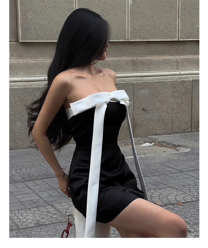 Cute A line Strapless Black Party Dresses Short Formal Homecoming Dresses Night Chic Elegant Short Dresses Cocktail Dress 16th Birthday Outfits Hoco Dresses DH2758 - Deanwangkt