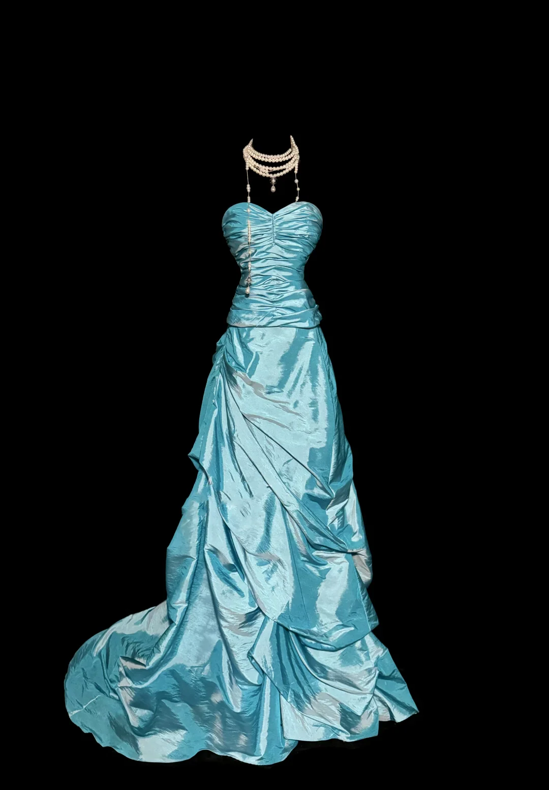 Pretty Ball Gown Sweetheart Blue Taffeta Long Quinceanera Dress Formal Gowns Vestido De 15 Anos Sweet 16 Dress W841 - Deanwangkt