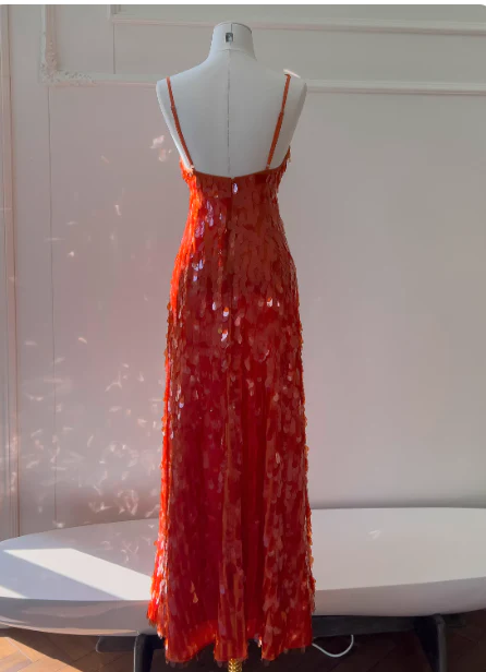 Sexy Spaghetti Straps Sheath Sequined Long Prom Dresses, Burgundy Formal Evening Dresses DP3100 - Deanwangkt