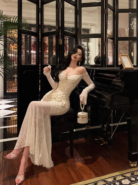 Classy Mermaid White Lace Off The Shoulder 18th Birthday Dress Party Gown 18th Birthday Outfits Birthday Dress Ideas For Women DP573 - Deanwangkt