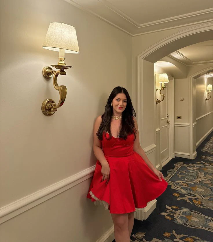 Pretty Ball Gown Spaghetti Straps Satin Red Formal Homecoming Dresses 18th Birthday Outfits Graduation Dress Short Mini Hoco Dresses DH2501 - Deanwangkt