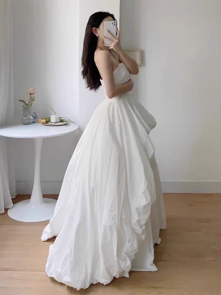 Classic White Strapless Ball Gown Elegant Quinceanera Dress Formal Evening Dress DH2709 - Deanwangkt