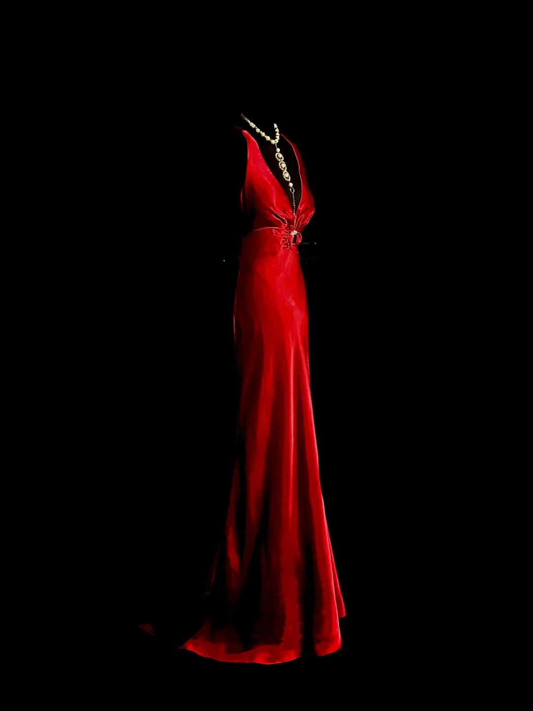 Vintage Mermaid V Neck Sleeveless Satin Long Prom Dresses Ruffles Evening Gowns Evening Dress DP939 - Deanwangkt