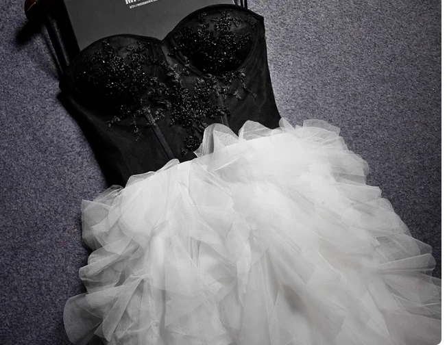 Fashion Black/Gray Long Ball Gown Tiered Tulle Evening Gown Modest Formal Dress Cute 18th Birthday Outfit DH2748 - Deanwangkt