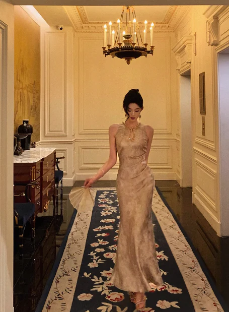 Classy Sheath Gold Beads Sleeveless 18th Birthday Dress Party Gown Birthday Outfits Birthday Dress Ideas For Women DP560 - Deanwangkt