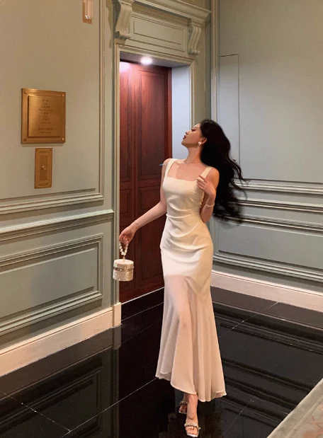 Pretty Mermaid Square Neckline White 18th Birthday Dress Party Outfits Birthday Outfits For Women DP0172 - Deanwangkt