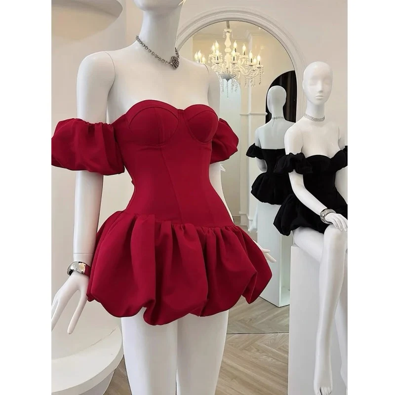Cute Ball Gown Off The Shoulder White Satin Short Formal 8th Grade Homecoming Dresses Middle School Cocktail Dress Hoco Outfits DH2627 - Deanwangkt