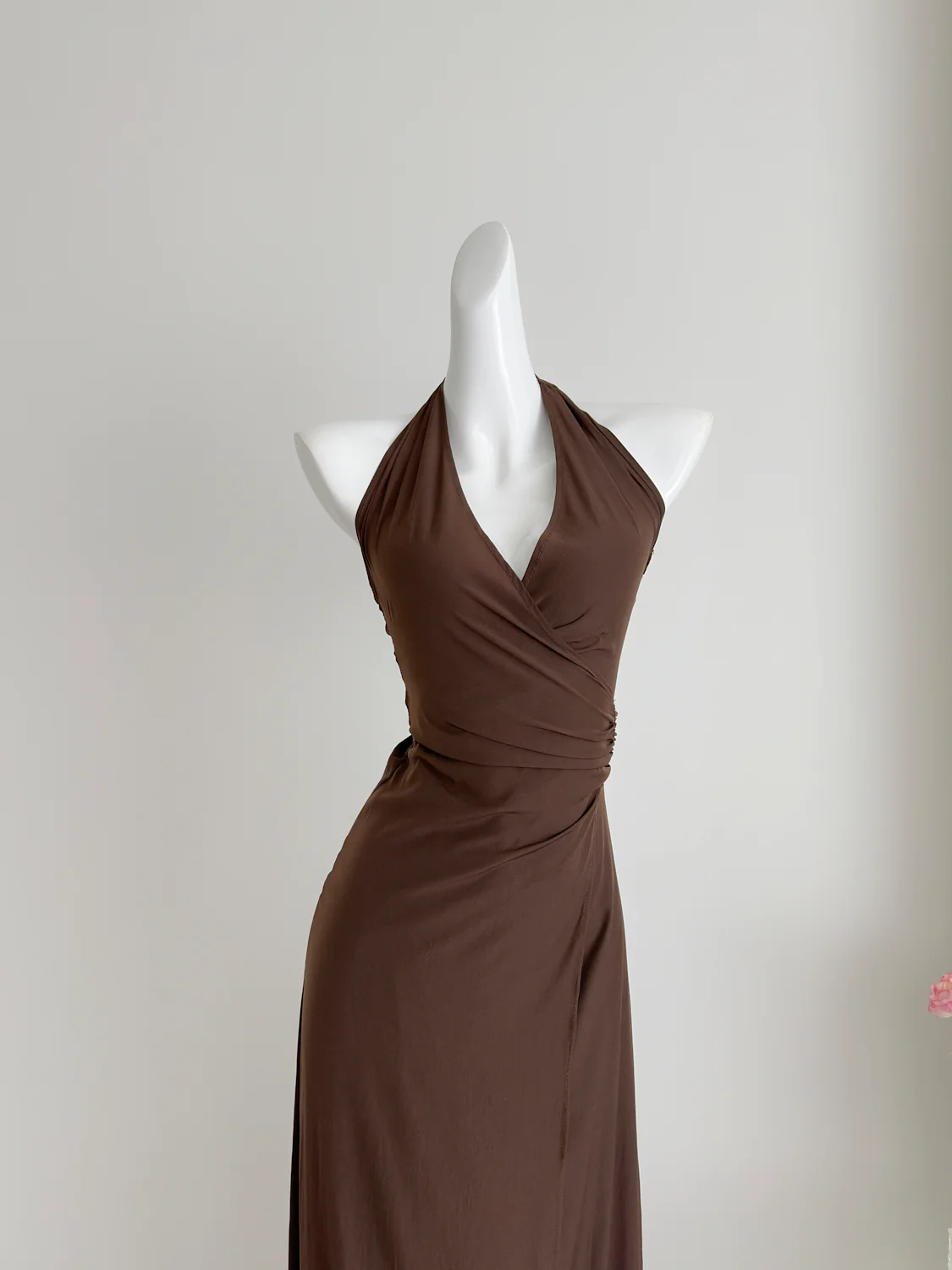 Sexy Sheath Halter Summer Brown Long Dress Holiday Party Outfits For Women DP0030 - Deanwangkt