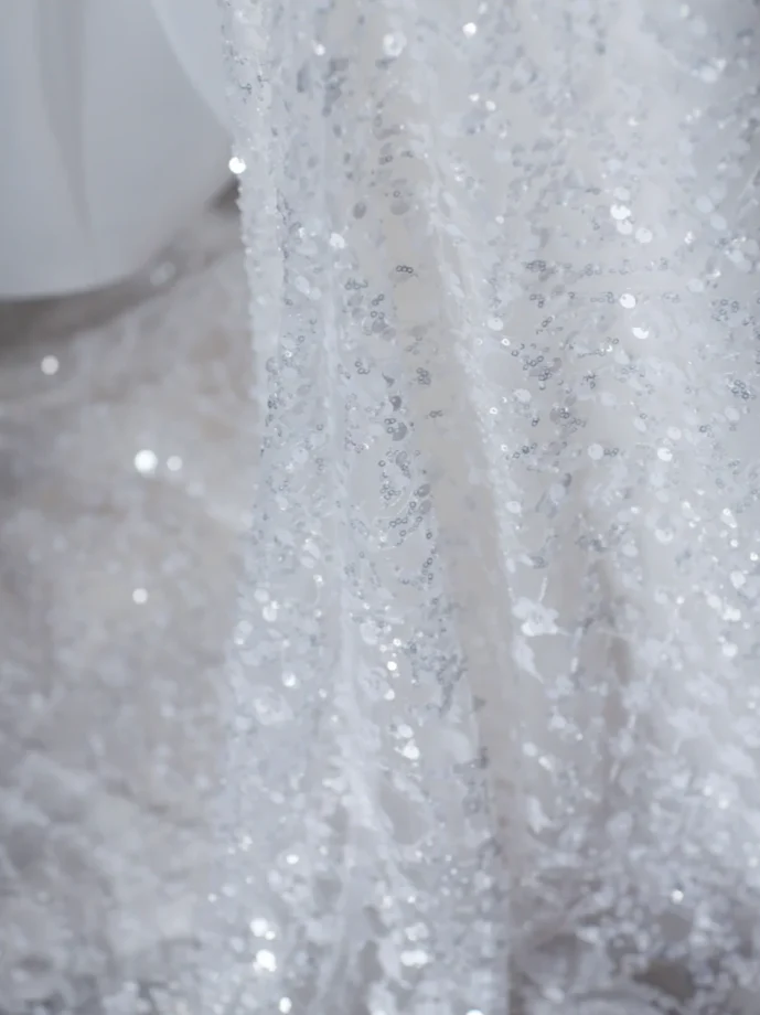 Dreamy Mermaid Off The Shoulder Sequin Long White Wedding Dresses Summer Brides Dress DP515 - Deanwangkt