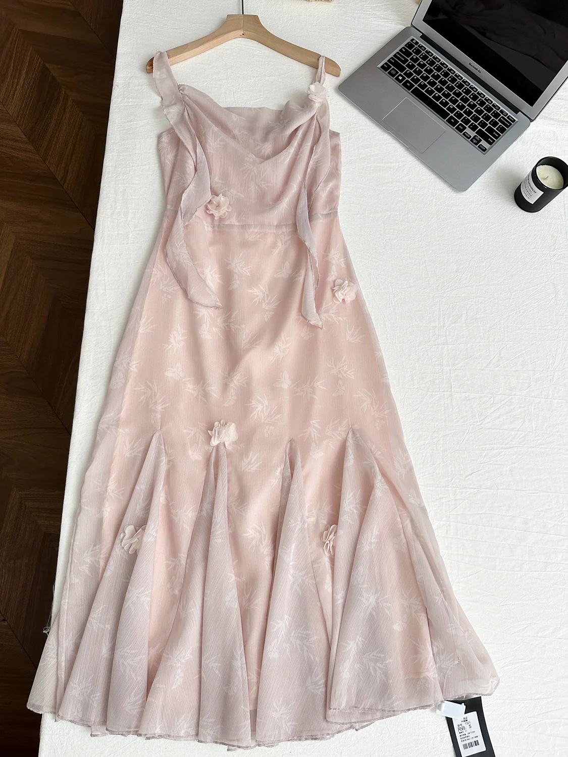 Cute Mermaid Straps Floral Pink Lace Long Summer Dress For Women DP0026 - Deanwangkt