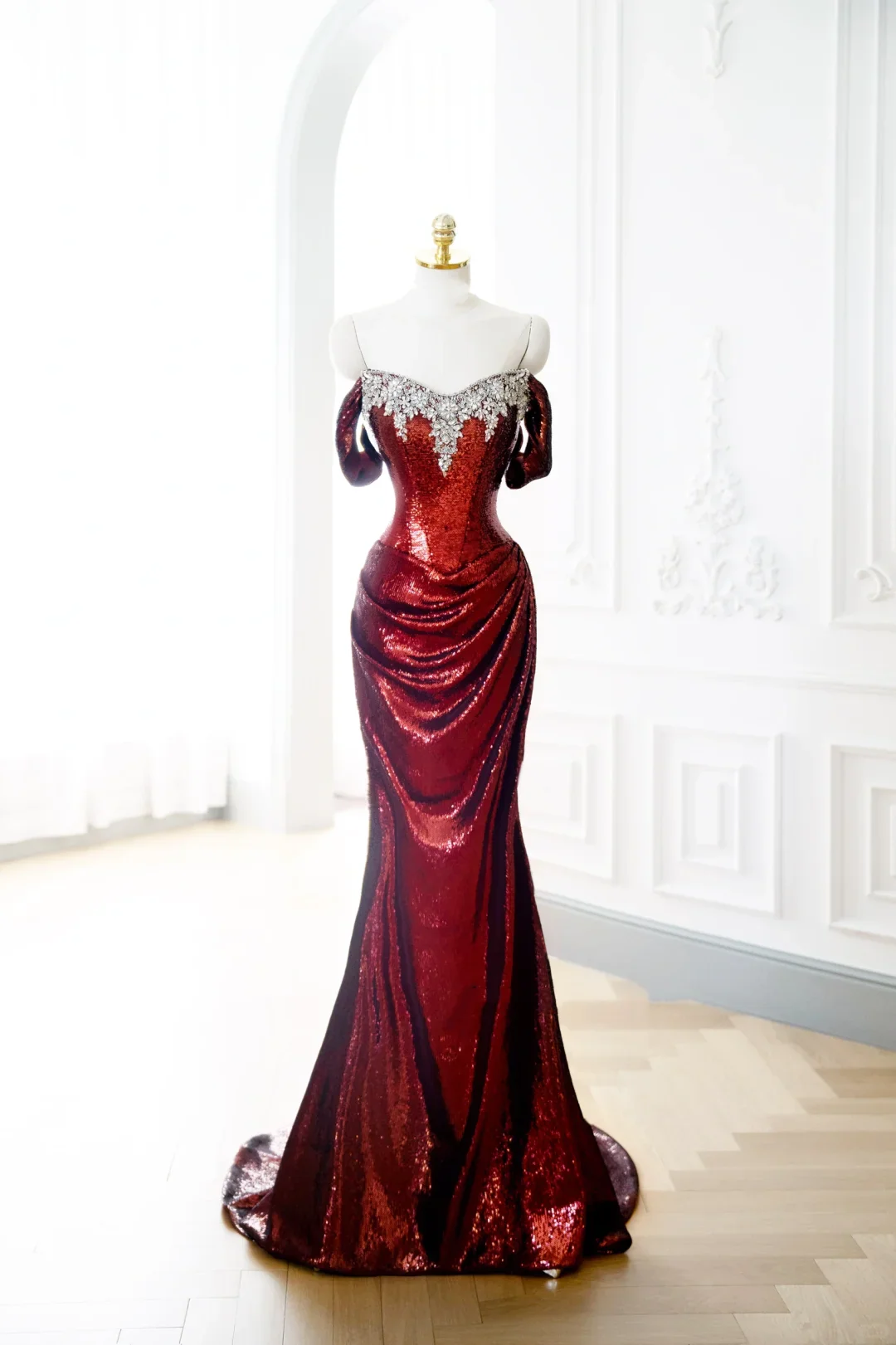 Classy Mermaid Burgundy Sequin Long Evening Gowns Party Dress Evening Dresses DP902 - Deanwangkt