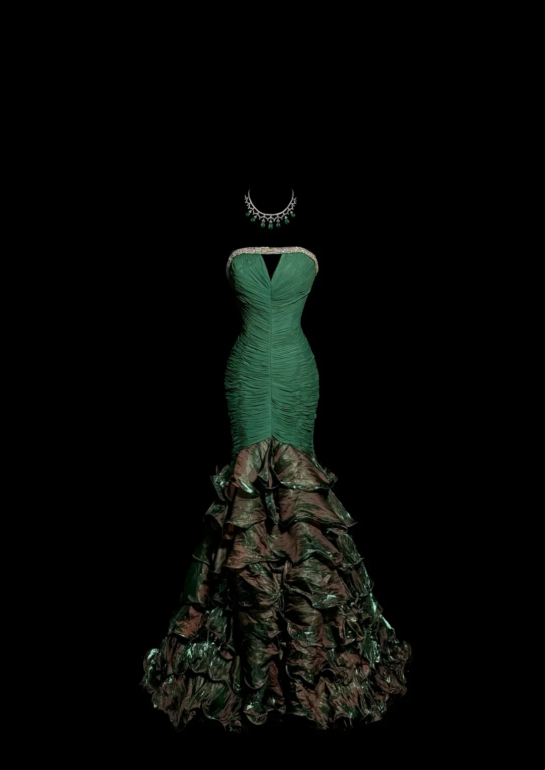 Vintage Mermaid Strapless Dark Green 90s Long Prom Dresses Party Dress 20th Birthday Outfits Graduation Dresses W850 - Deanwangkt