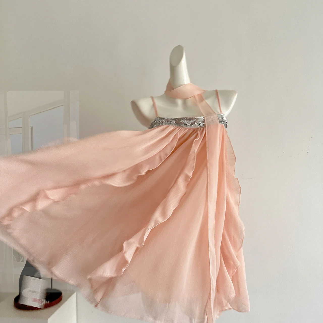 Cute A Line Spaghetti Straps Pink Chiffon Summer Dress Holiday Short Party Outfits For Women DP0102 - Deanwangkt